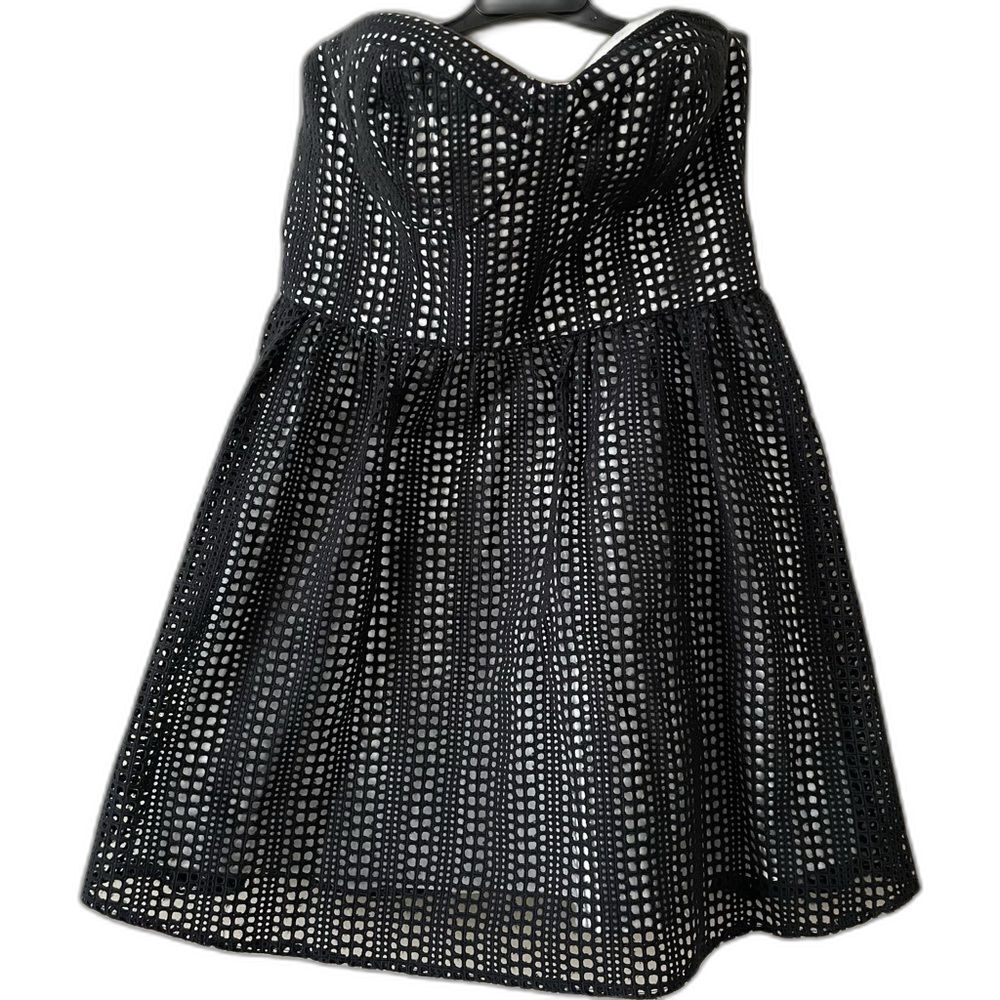 Parker Black Eyelet Strapless Corset Dress in cotton baby doll LBD